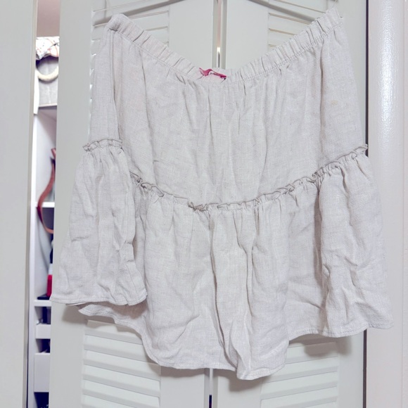 NWOT Pink Lily Tan/Cream Two-Piece. Tie Crop Top and Skirt - Picture 9 of 10